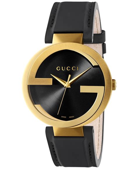 gucci mens black leather bangle watch|Gucci wrist watch women.